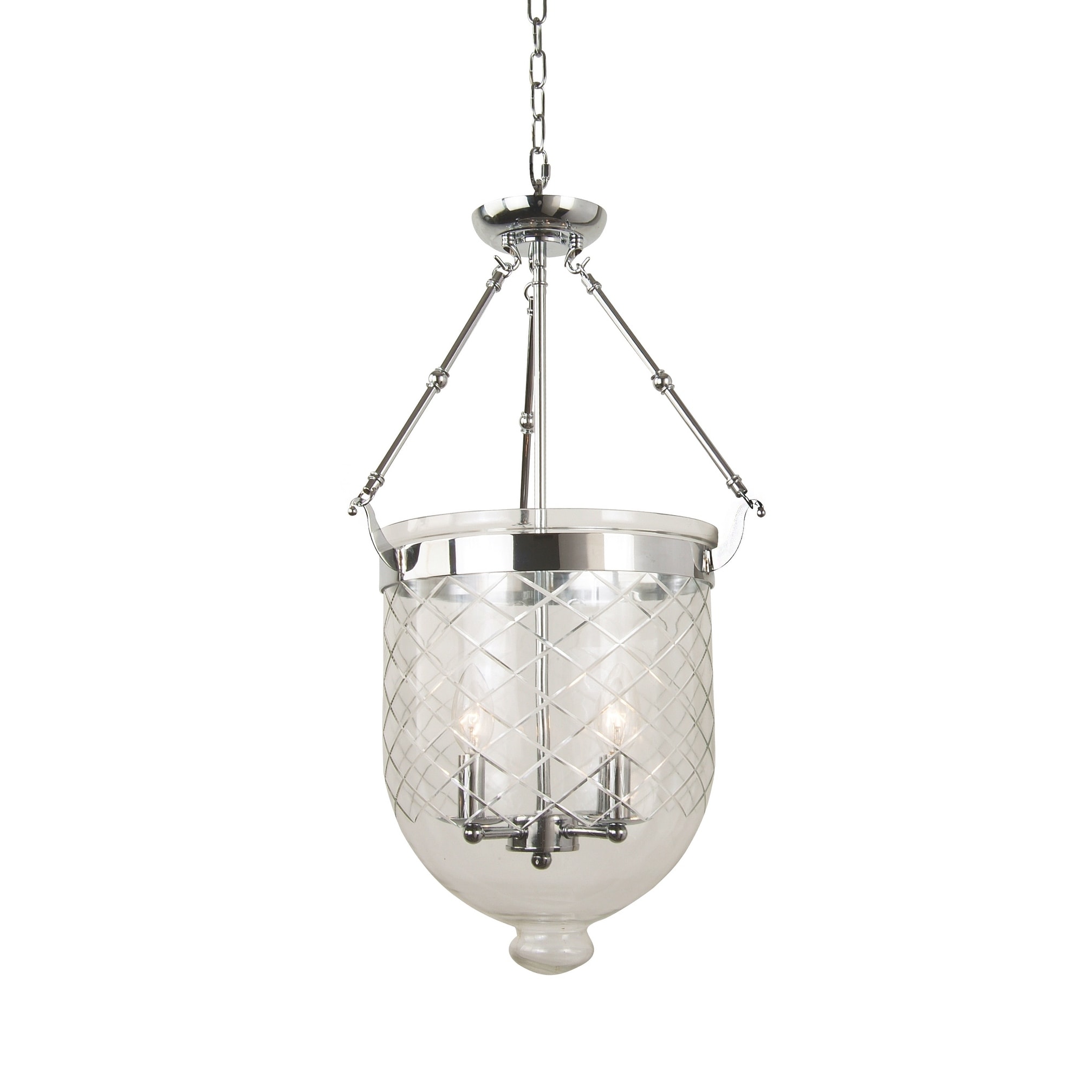 4 Light Chrome Lantern Pendant With A Clear Glass Shade