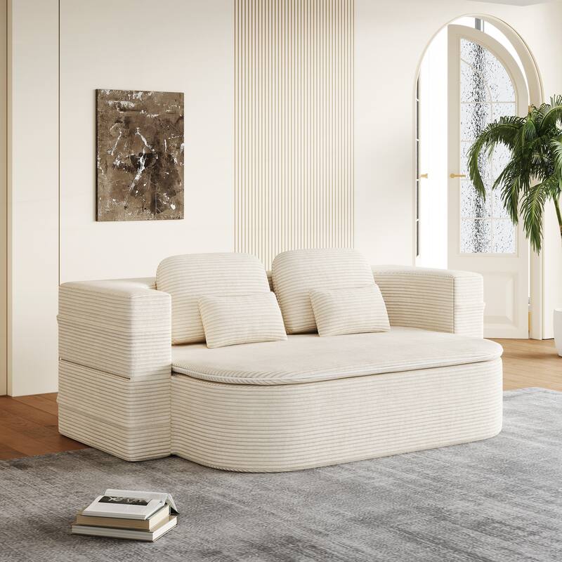 Convertible Sleeper Foam Sofa Bed with Multi Functional Blanket