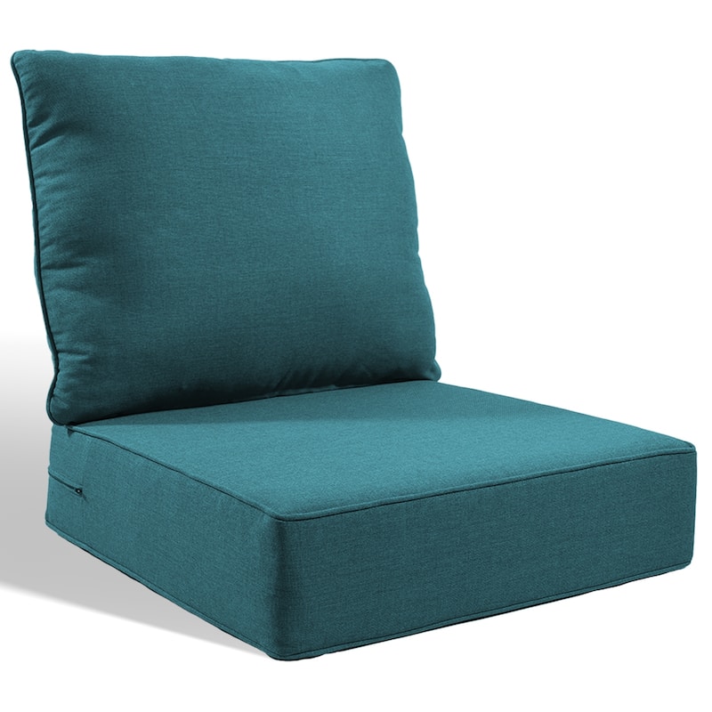 Pocassy 24x24x6 Inch Thick Cushions Pillows Set Indoor Outdoor Deep Seat Water & Fade Resistant - Peacocka Green Cushion - 1 Set Seat & Back Cushion