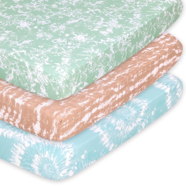 slide 2 of 5, The Peanutshell Boho Tie Dye Fitted Mini Crib, Playard Sheets, 3 Pack Set