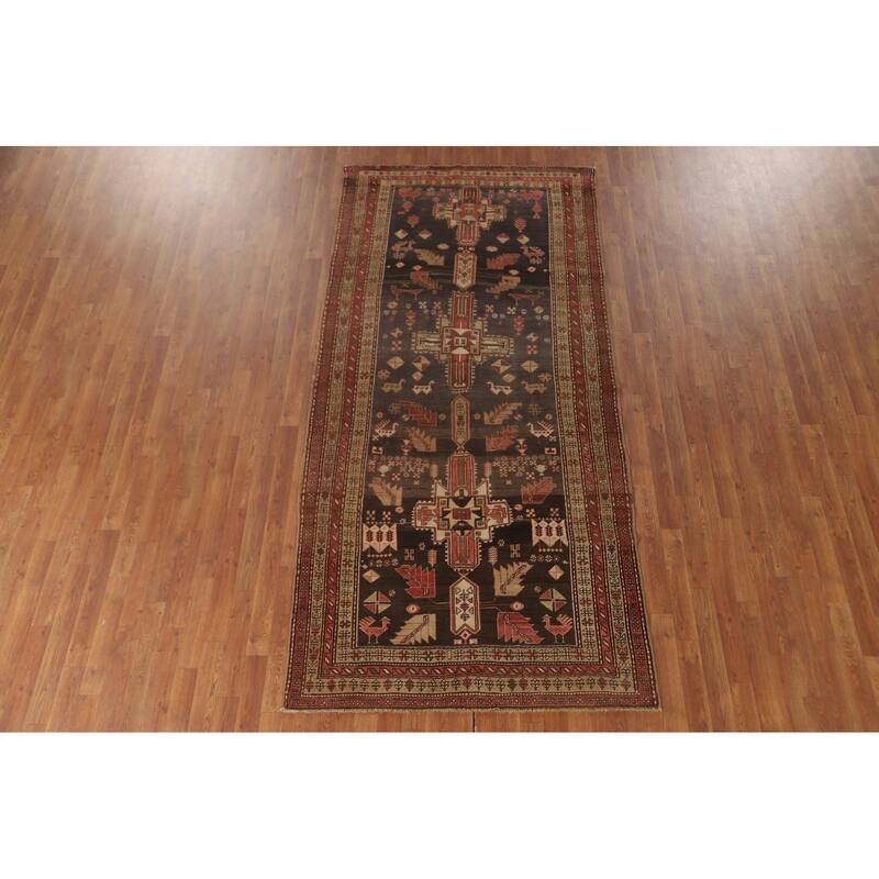 Meshkin Persian Vintage Runner Rug Handmade Wool Carpet - 4'3" x 9'5"