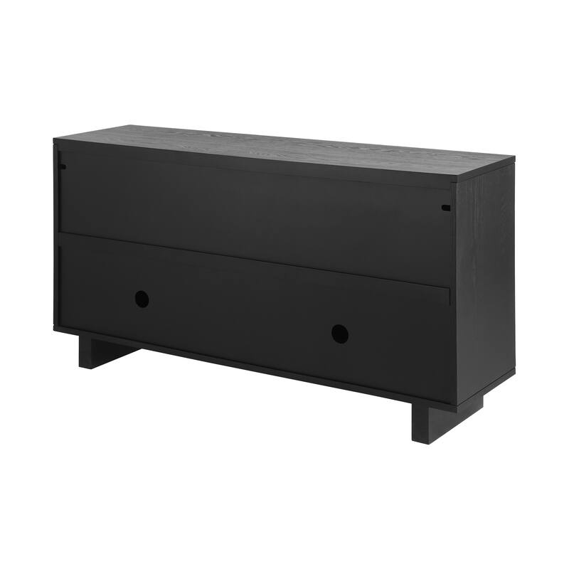 Roomfitters Modern 4-Door Sideboard Storage Cabinet with Geometric Panels, 59 Inch