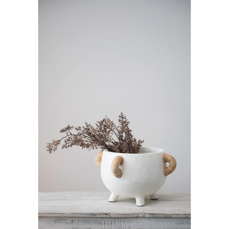 Terracotta Planter w/ Rattan Accent
