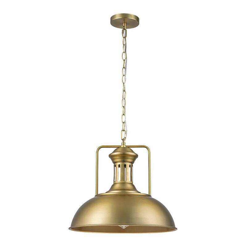 Industrial 1-Light Metal Dome Pendant Light Black Rusty 16in