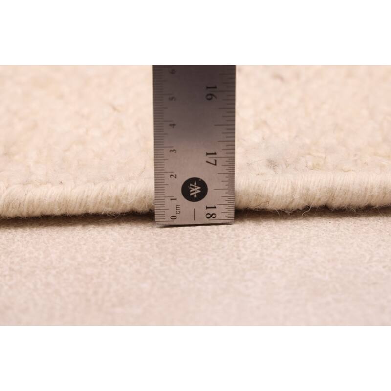 ECARPETGALLERY Hand Woven Looma Cream Wool Rug - 8'10 x 11'8