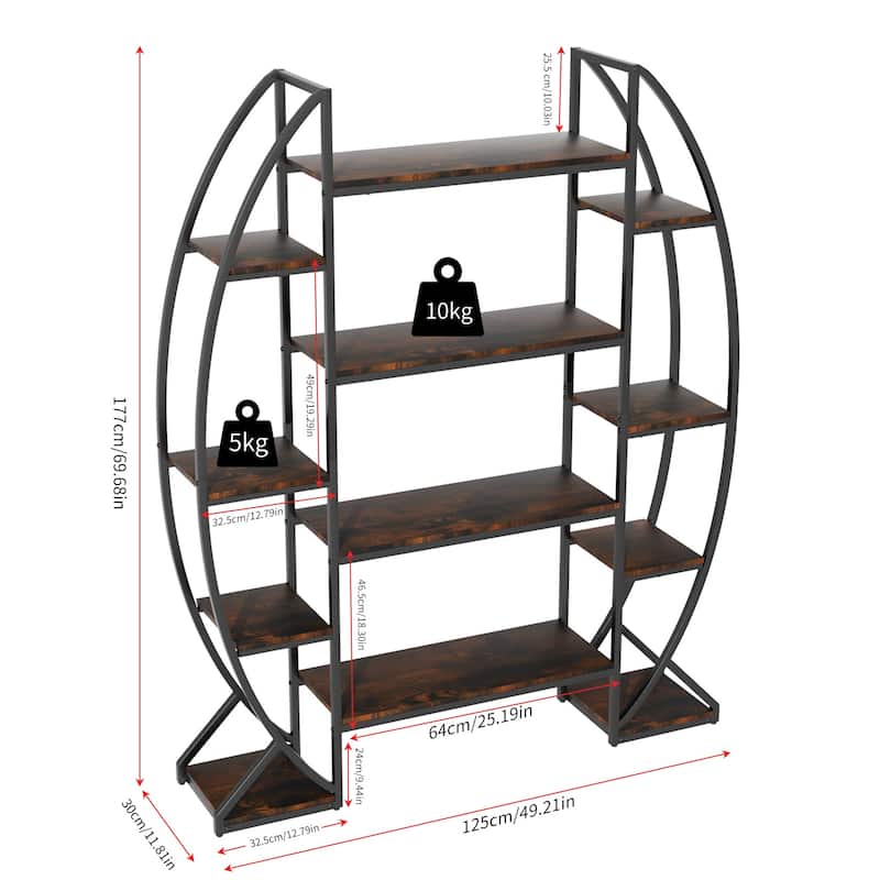 Large Ladder Plant Stand Half-Moon Shaped 8 Tier Plant Shelf