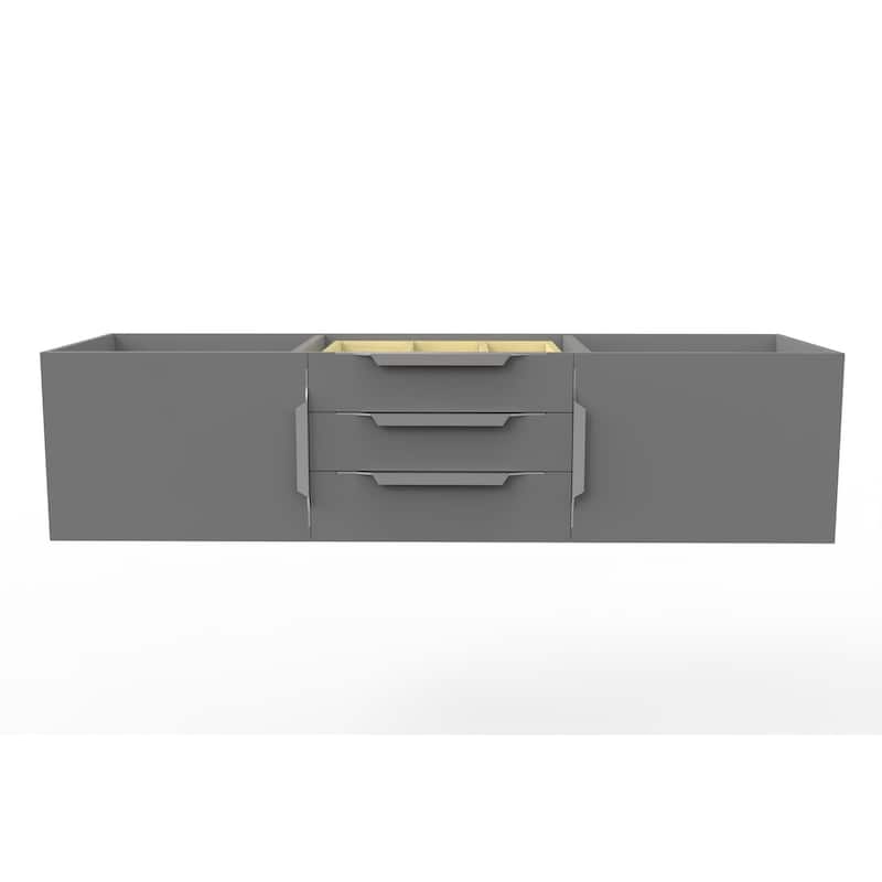 Alpine 60" Wall Mounted Bathroom Vanity (Base Only) - Grey - Brushed Nickel Finish