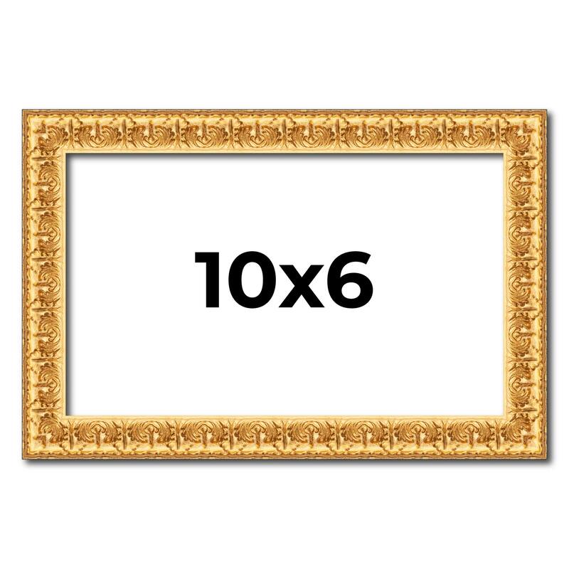 10x6 Frame Gold Real Wood Picture Frame Width 1 inches | Interior