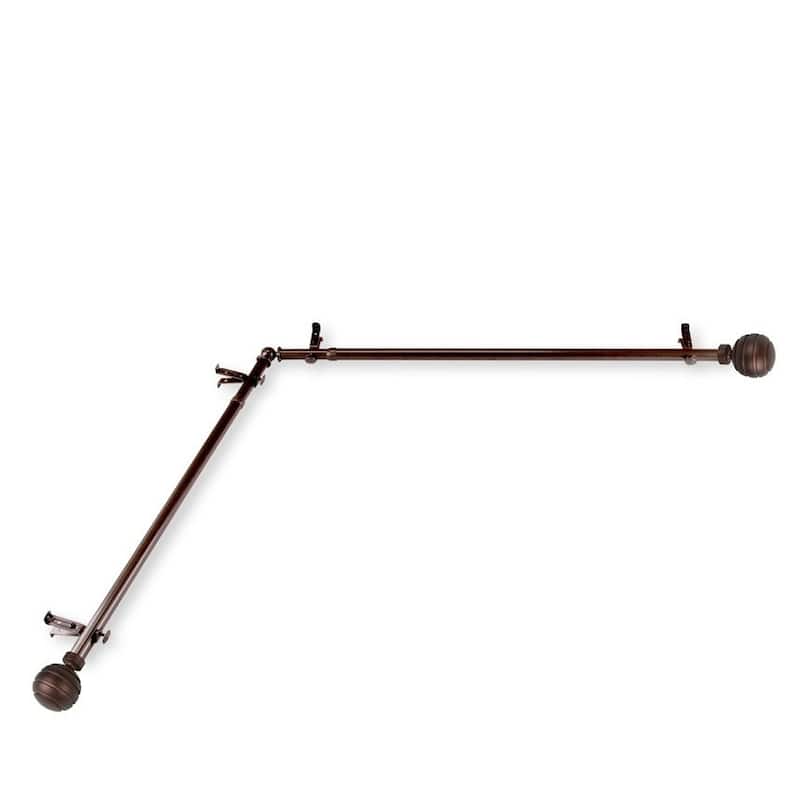 InStyleDesign Piper Corner Window Curtain Rod 13/16 inch dia. - each side 48-84 inches - Cocoa