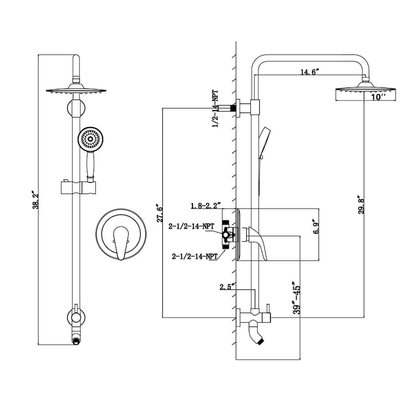 CLihome Shower faucet Set Matte Black Two Function