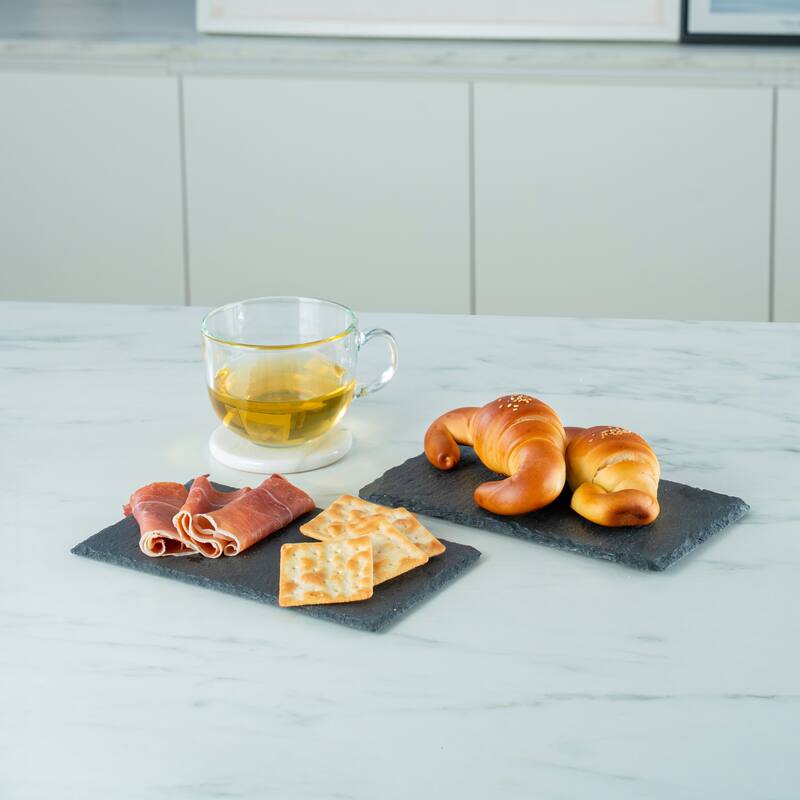 Creative Home Genuine Slate Rectangular Food, Cheese, Dessert Serving Board, Small, 5.5" L x 12" W