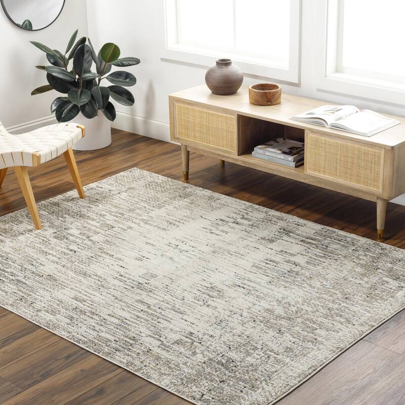 Livabliss Casual Zidane Abstract Area Rug - 5'3" x 7' - Beige/Gray