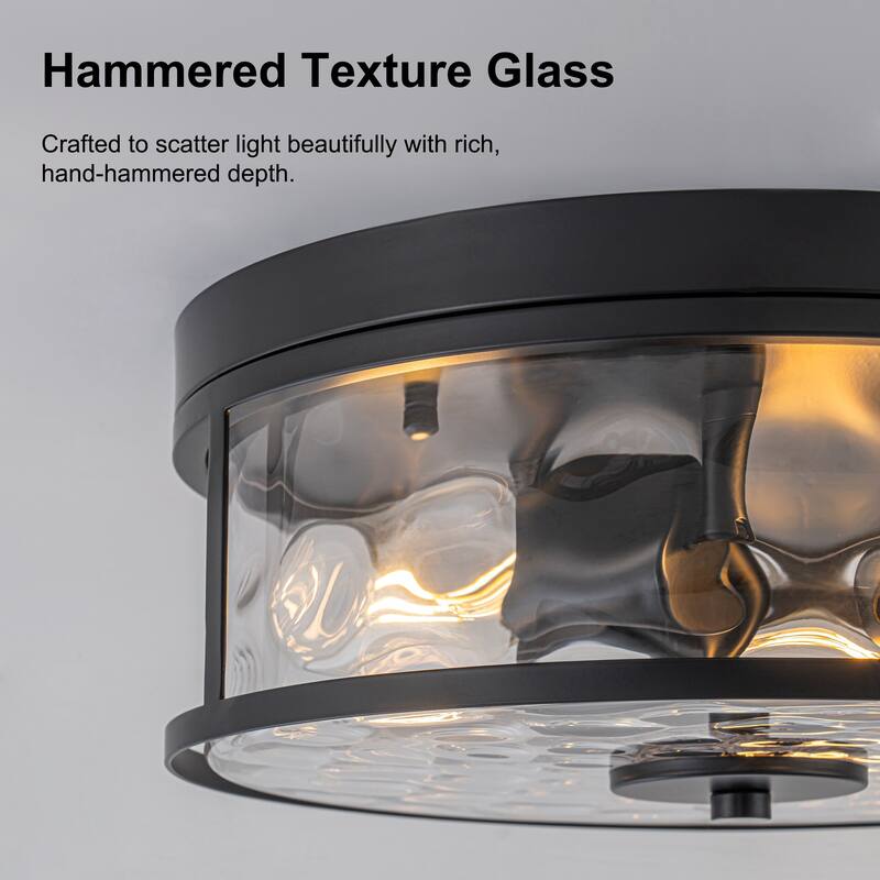 Starsky 3-Light Modern Clear Hammered Glass / Seeded Glass Flush Mount