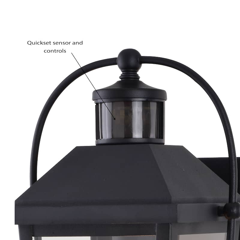 Lexington Aluminum Black Motion Sensor Dusk to Dawn Outdoor Wall Light Clear Glass