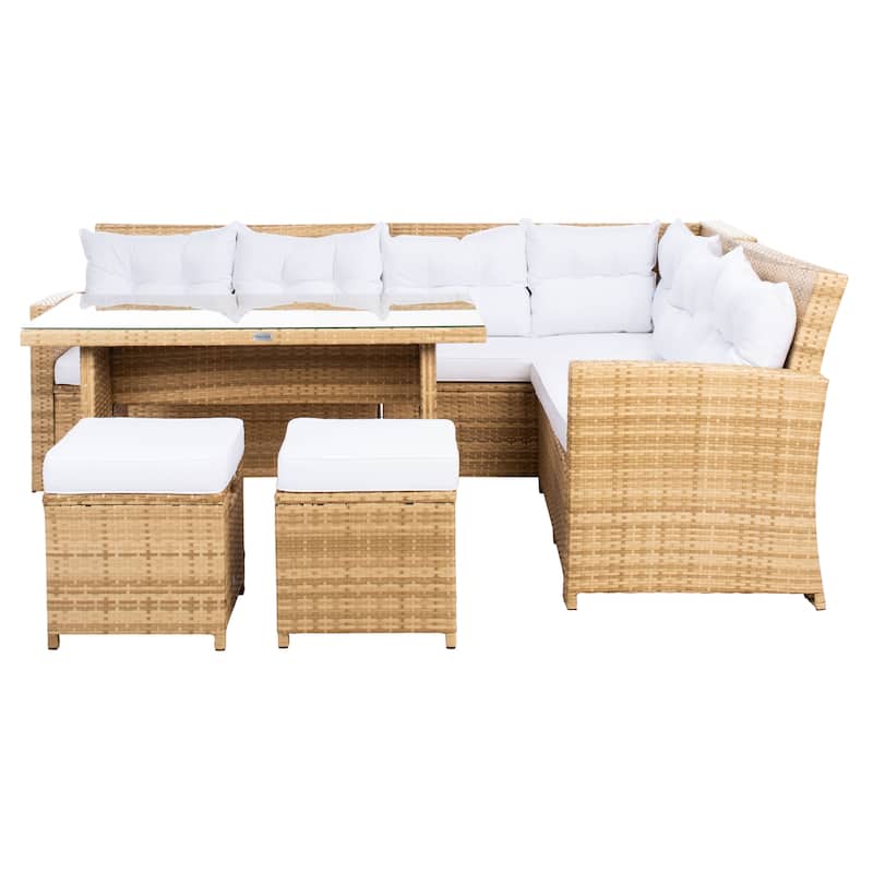 SAFAVIEH Outdoor Miki 5-piece Wicker Sectional Patio Dining Set
