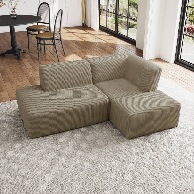 Oversized Corduroy Modular Sectional Fabric Sofa Set