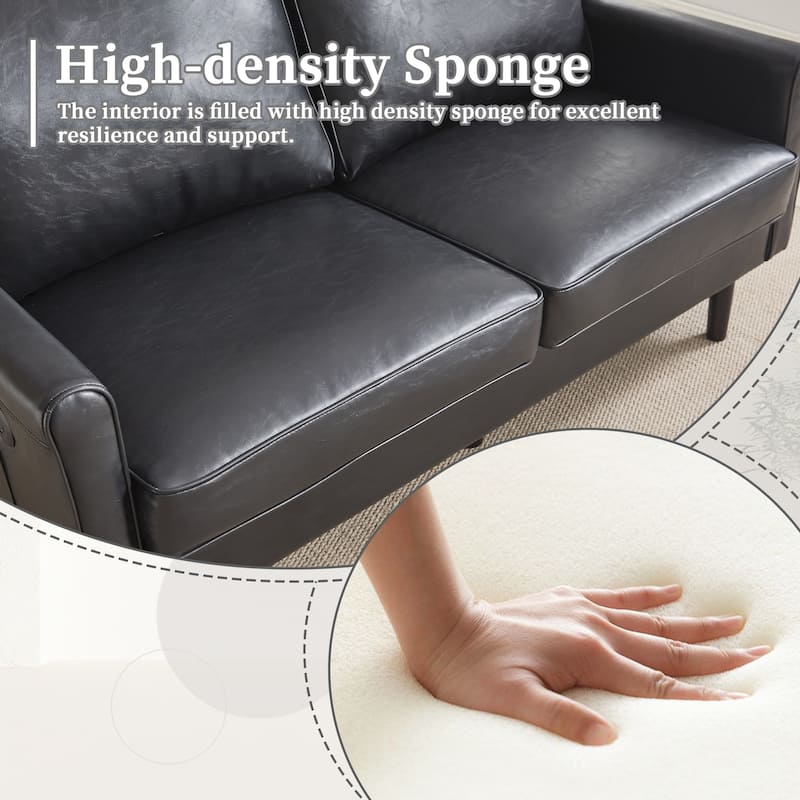 Loveseat Sofa,Mid Century Modern Love Seat, 2 Seater Sofa Couches For Living Room,Small Couch With Usb & Removable Pillow Cover