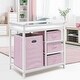 preview thumbnail 2 of 8, Costway Pink Infant Baby Changing Table w/3 Basket Hamper Diaper