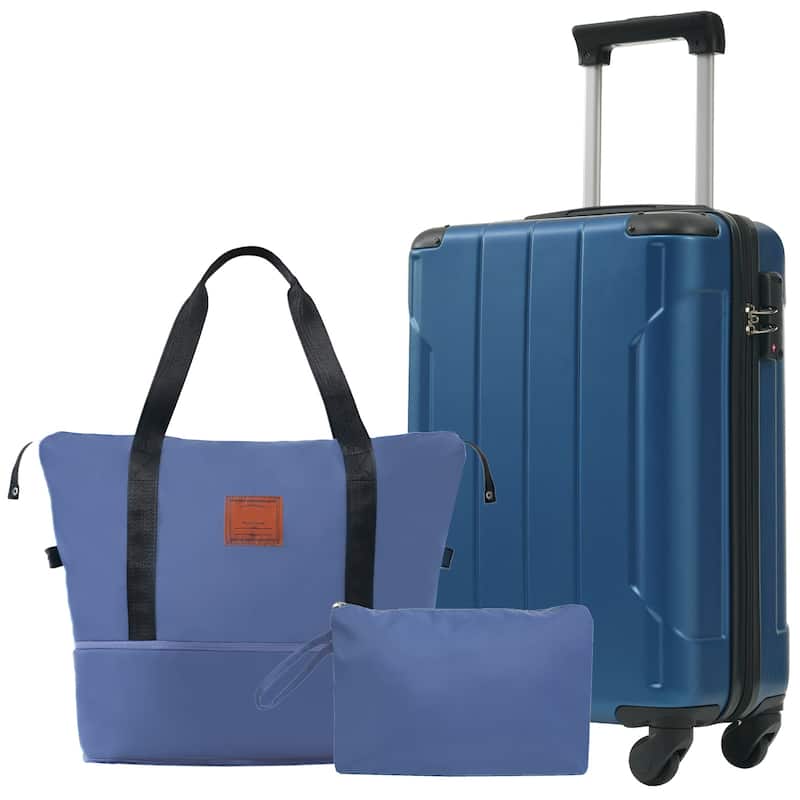 20"Carry On Luggage Set 3 Piece with Spinner Wheels, Lightweight Hardshell ABS Suitcase for Weedend Getaways, Business Travel - Blue