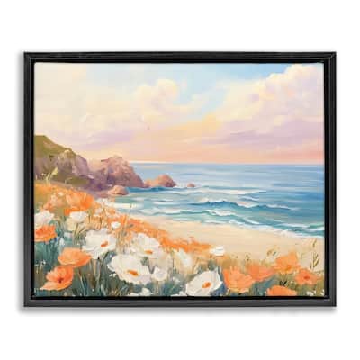 Stupell Poppies by Beach Bay Framed Floater Canvas Wall Art Design By Arlington Prints