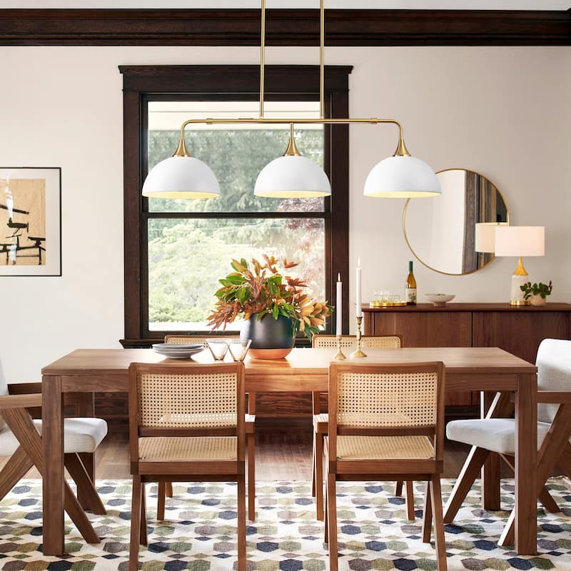 3-Light Industrial Linear Dome Pendant Lights for Kitchen Island