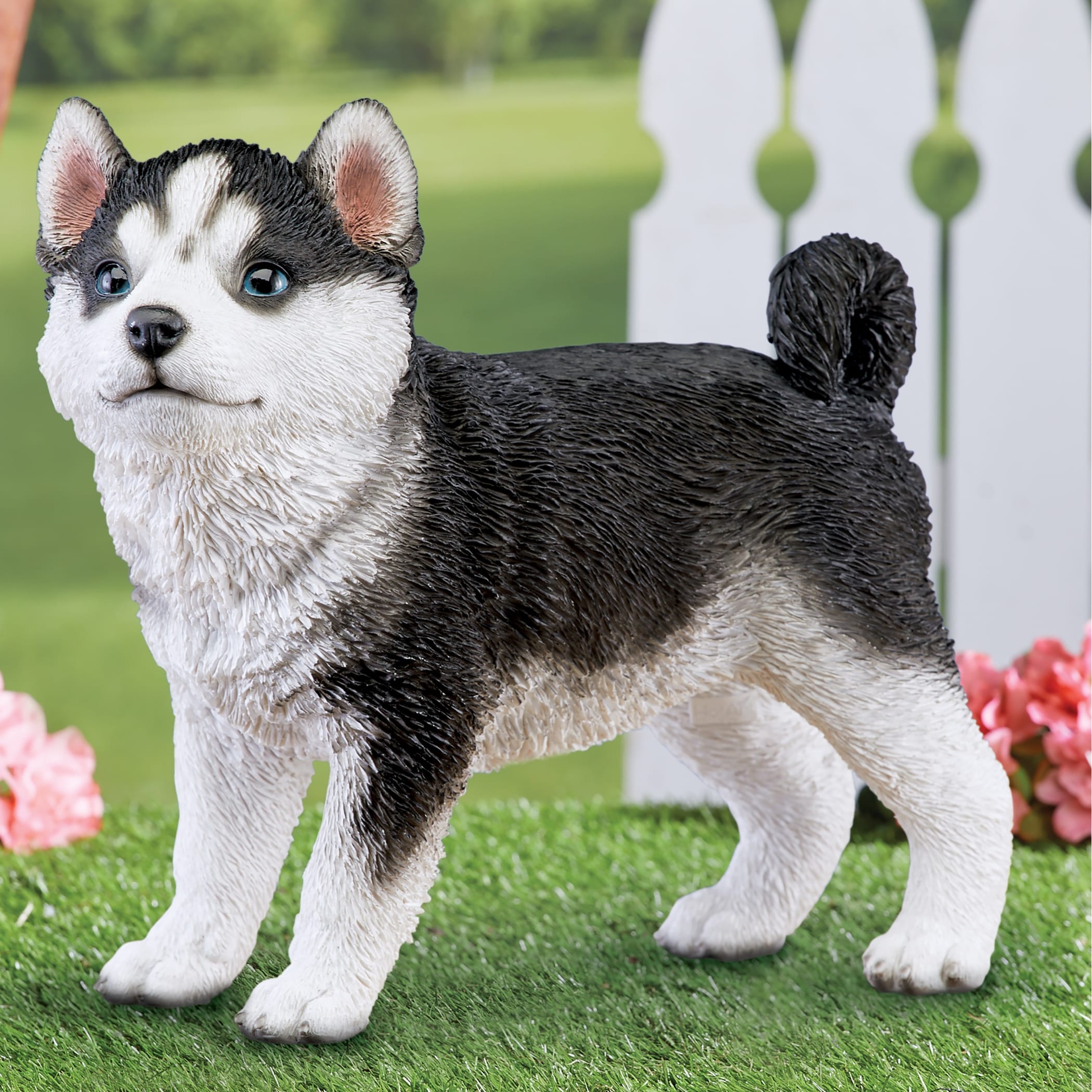 Realistic Hand Painted Siberian Husky Puppy Garden Sculpture NO SIZE