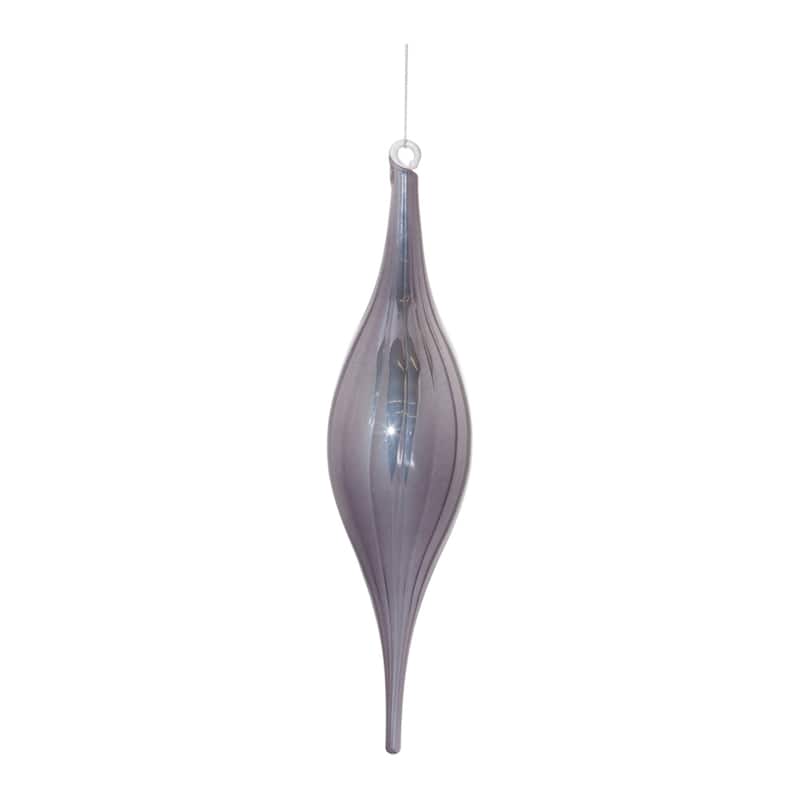 Ribbed Drop Glass Christmas Ornaments - 10.5" - Gray - 6ct