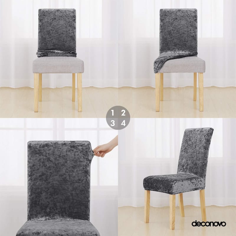 Deconovo Velvet Stretch Polyester Chair Slipcovers, Set of 4
