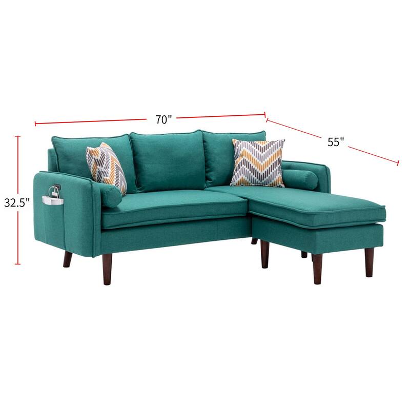 Sectional Sofa Chaise with USB Charger