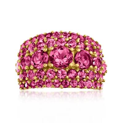 18K YelloW Gold Over Sterling Silver Rhodolite Garnet Ring For Women