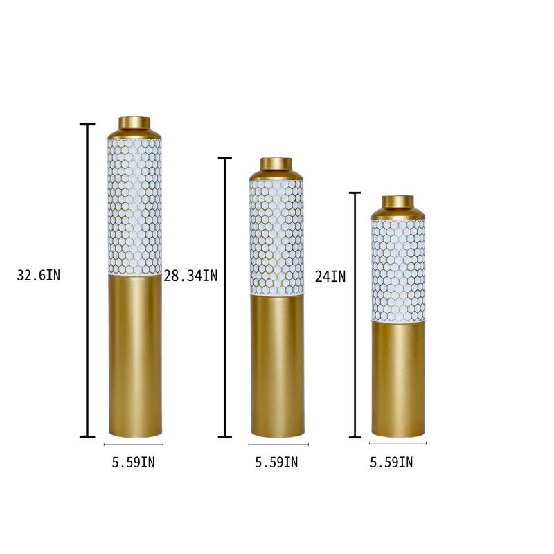 Droplet Shaped Home Decorated Floor Metal Vases (Set of 3)