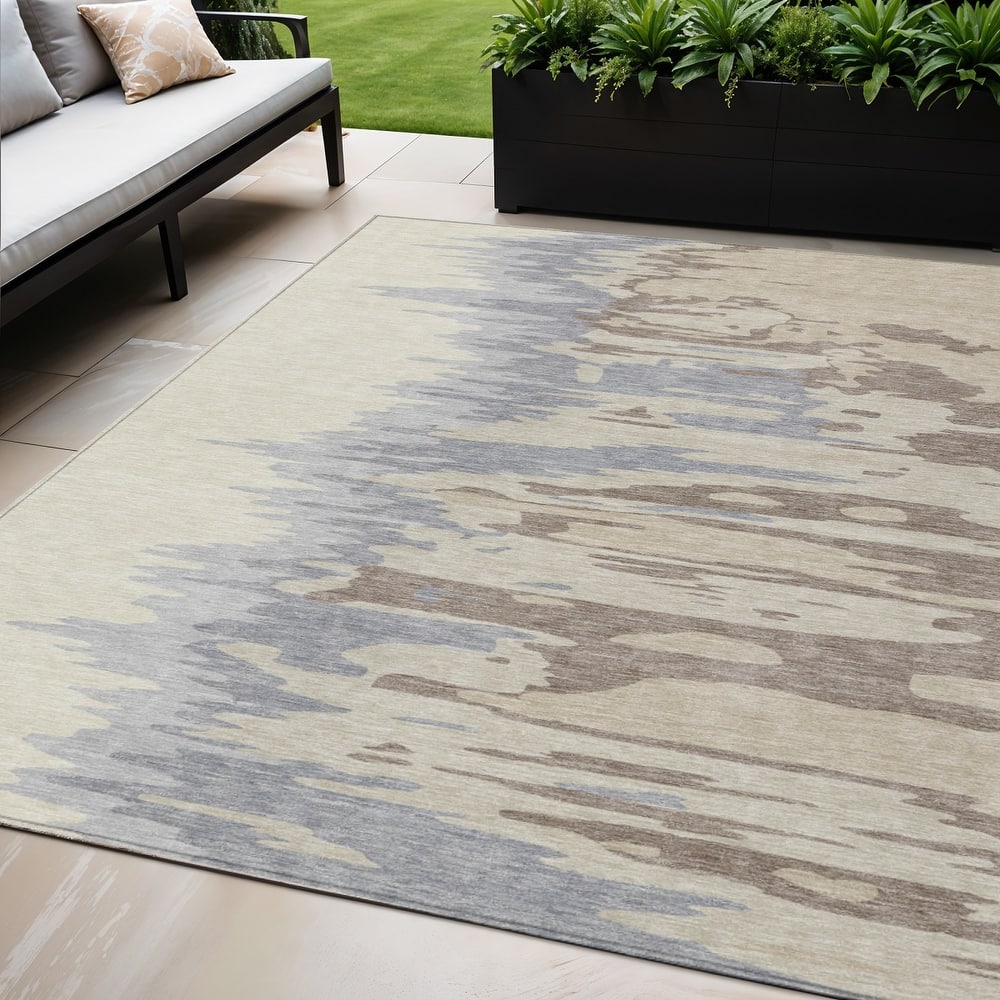 HomeRoots Abstract Transitional Rectangle Outdoor Rug