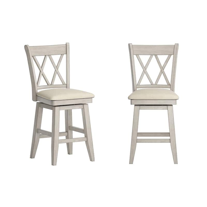 Ronda Double X-Back Wood Swivel Chair - Antique White - Counter Height