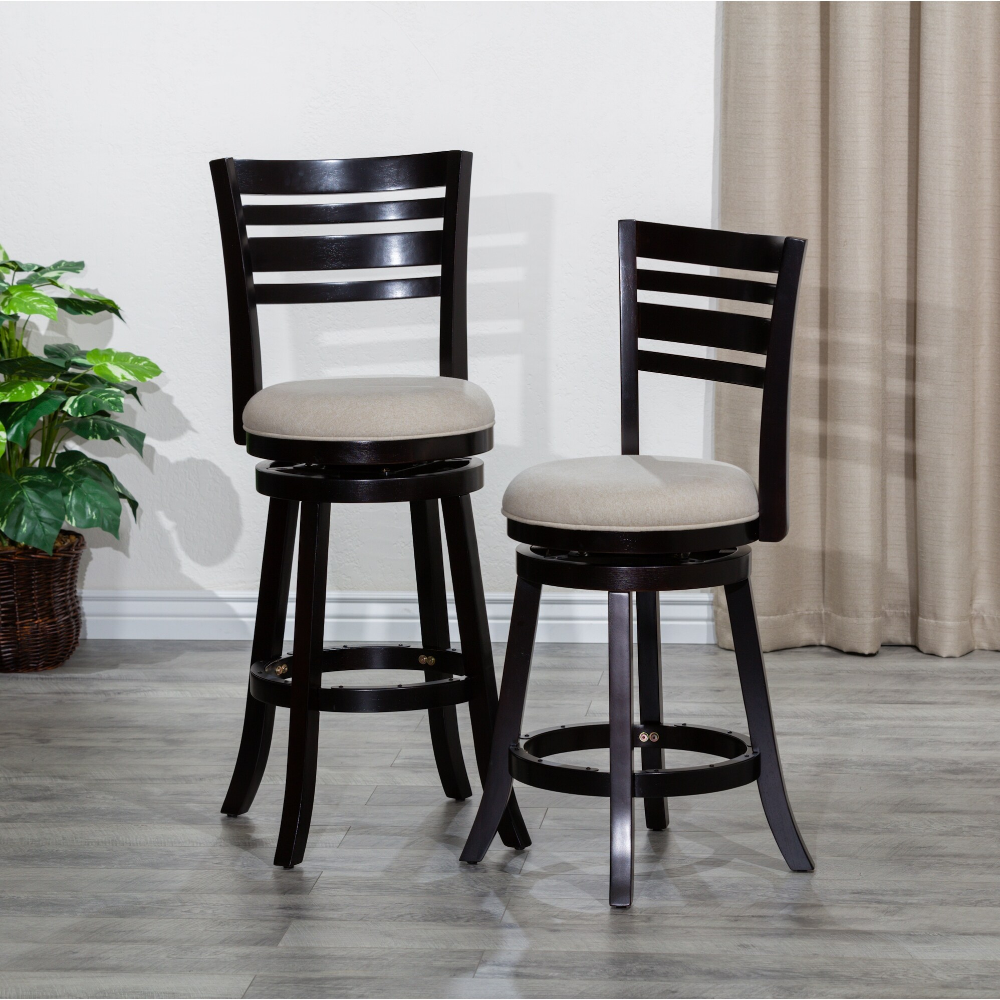 White Counter Height Swivel Stool Rolling Stool Adjustment for Kitchen Island