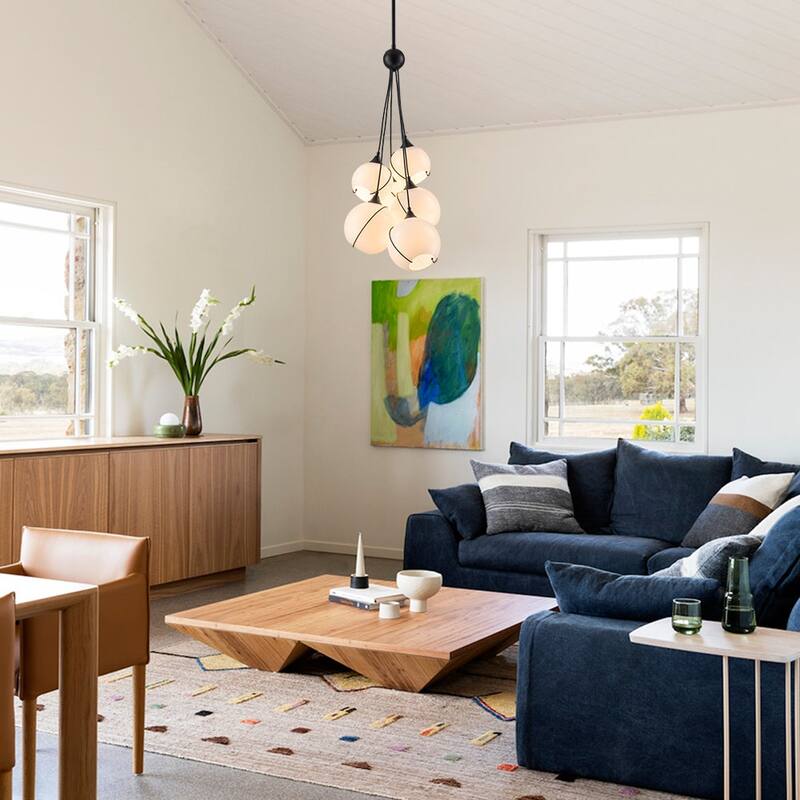 Classic Elegant Milky White Glass Globe Cluster Chandelier