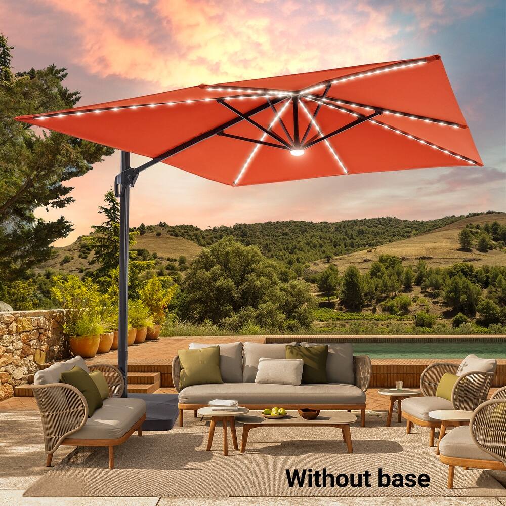 BONOSUKI 11.5x9FT LED Cantilever Patio Umbrella with 360 Rotation