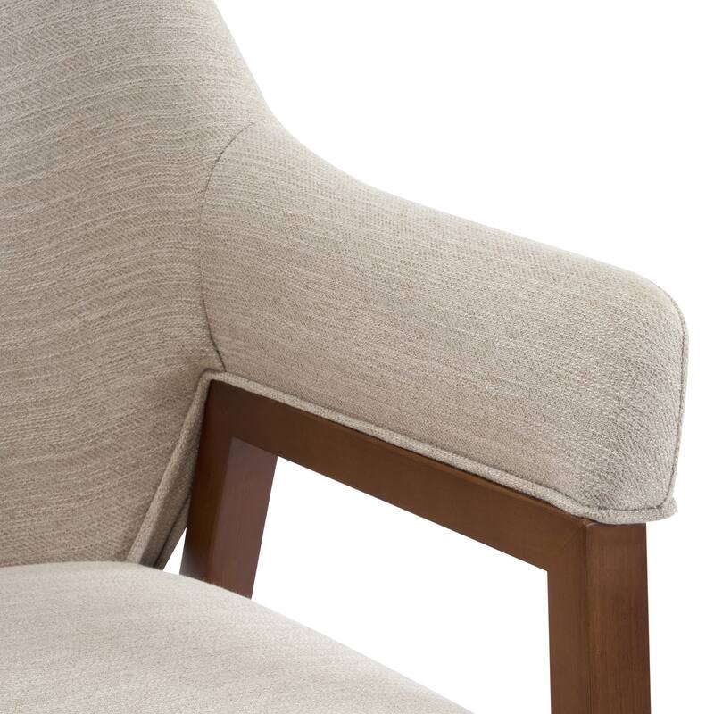 Christopher Knight Home - Modern Upholstered Dining Chair with Armrests and Walnut-Tone Wood