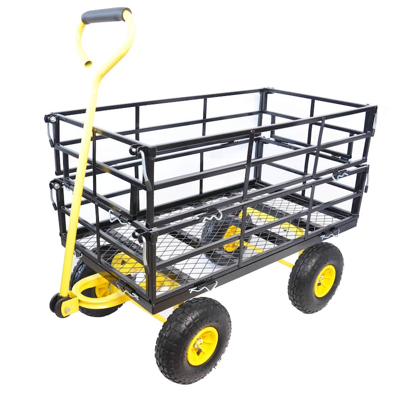 Wagon Cart Garden cart trucks make it easier to transport firewood Yellow+Black - Black