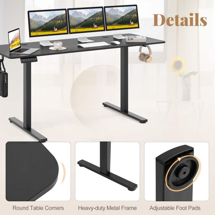 Electric Standing Desk with Memory Heights and Cable Management