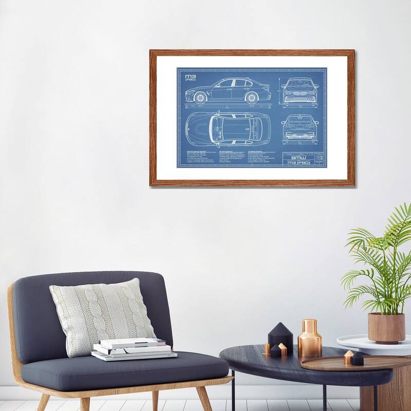 iCanvas "BMW M3 (F80) Blueprint" by Action Blueprints