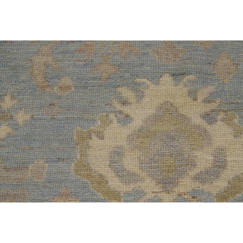 Hand Knotted Oriental 100% Wool Carpet Transitional All-Over Navy Blue & Blues Oushak Area Rug - 12' 1'' X 8' 11''