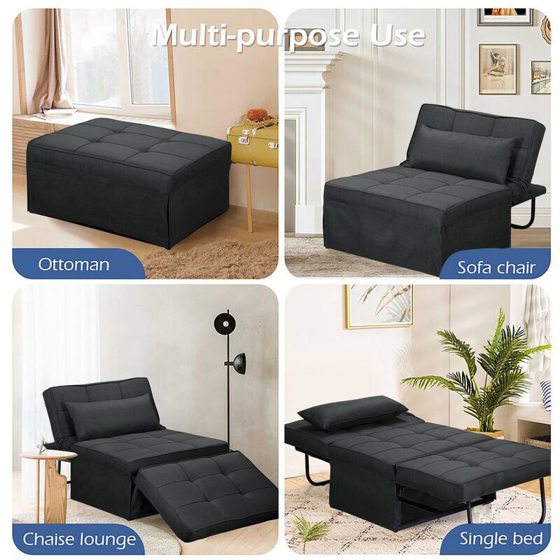 Ainfox Adjustable Sofa Chair Sleeper Sofa Bed Ottoman Couch with Metal Frame