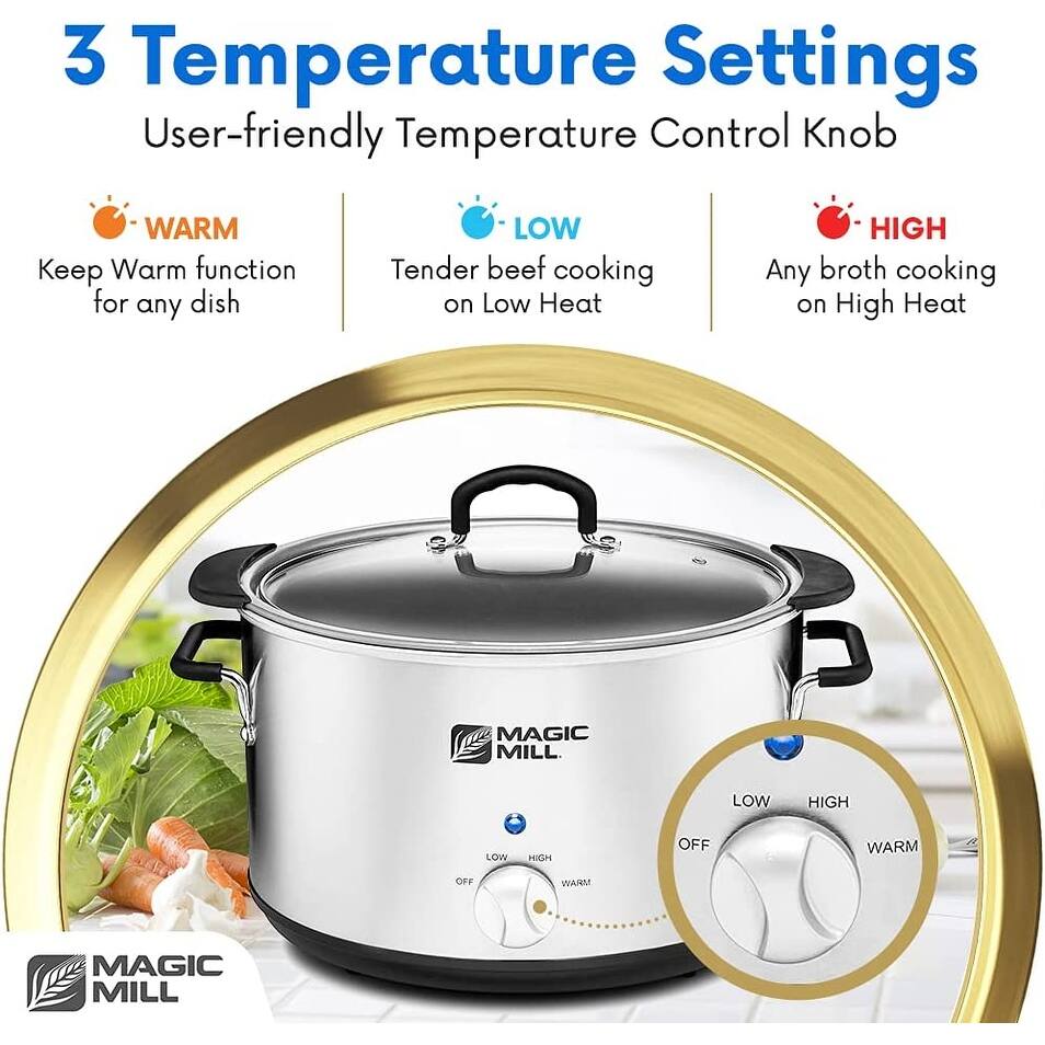 ExtraLarge 10 Quart Slow Cooker With Metal Searing Pot ; Transparent Tempered Glass Lid