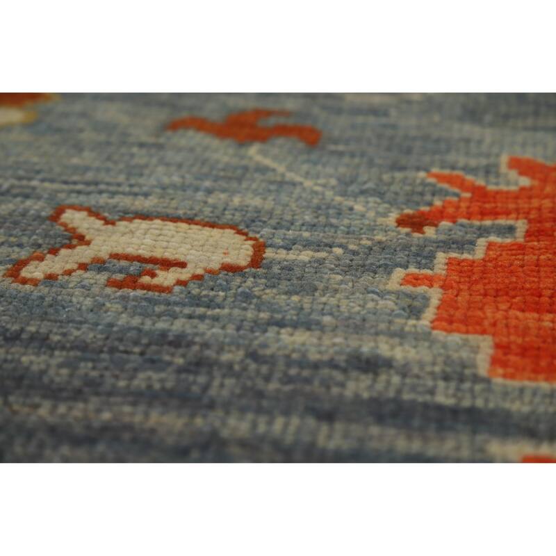 Hand Knotted Oriental 100% Wool Carpet Transitional All-Over Navy Blue & Blues Oushak Area Rug - 10' 6'' X 7' 11''
