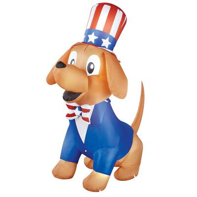 5-Foot Patriotic Dog Outdoor Inflatable 4th of July Decoration - NO SIZE