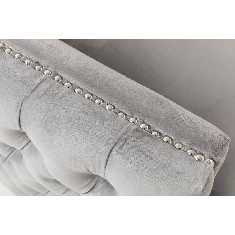 53" Black Velvet Loveseat With 2 Pillows
