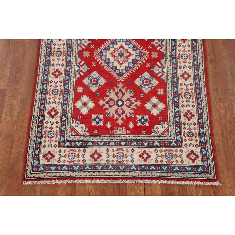 Red Kazak Accent Rug Hand-Knotted Foyer Wool Carpet - 3'3" x 5'3"
