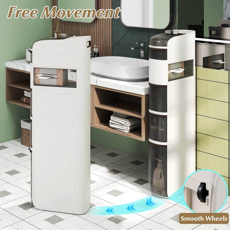 Costway 6-Tier Narrow Bathroom Storage Cabinet with Drawers Tissue Box - See Details