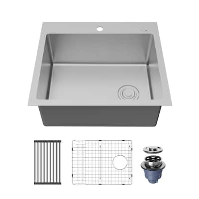 Karran USA TMSB2531-PK1 Fusion 25" Drop In Single Basin Stainless
