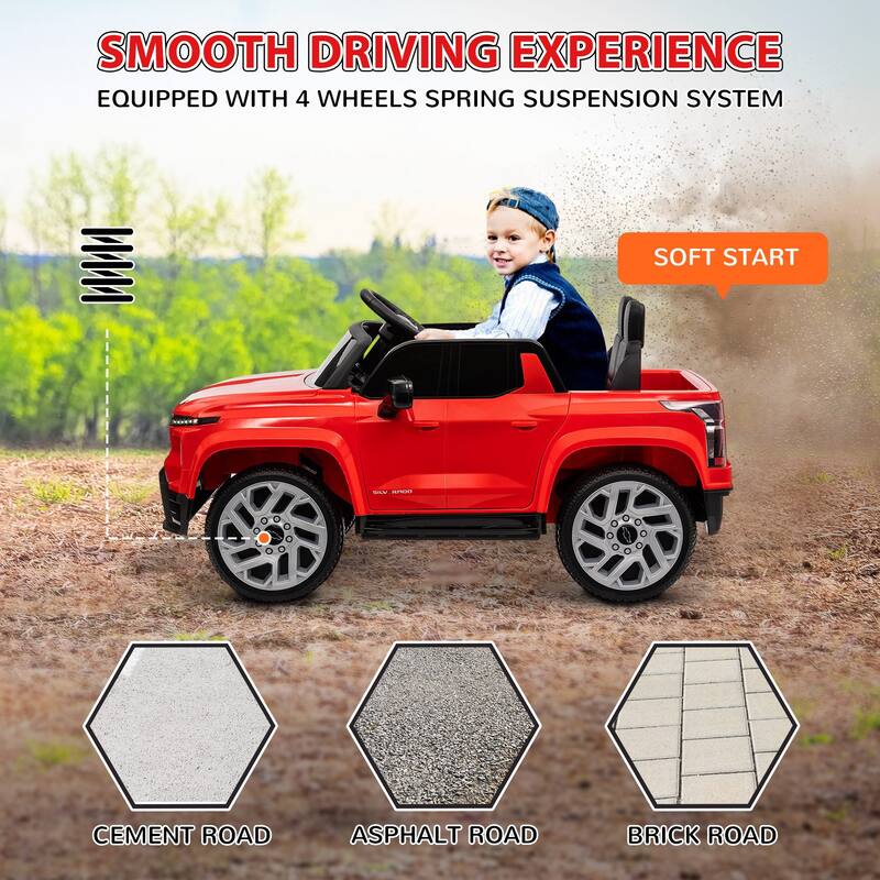 Licensed Chevrolet Silverado EV Kids Electric Car with Remote, USB, MP3, and Adjustable Speeds